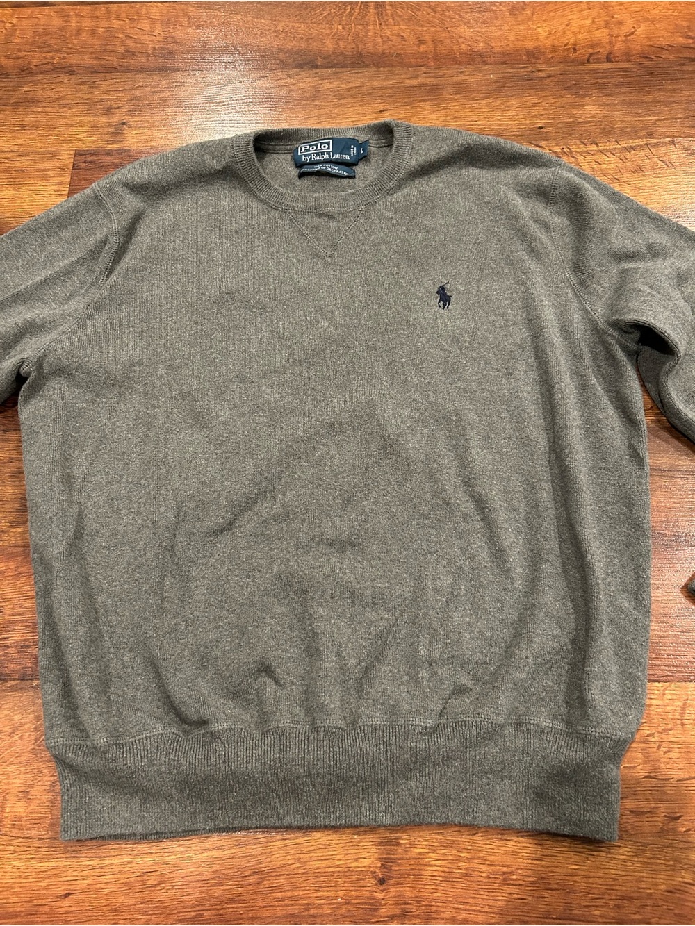 Polo Ralph Lauren 100% Cotton Sweater Men’s Large Gray Embroidered Pony